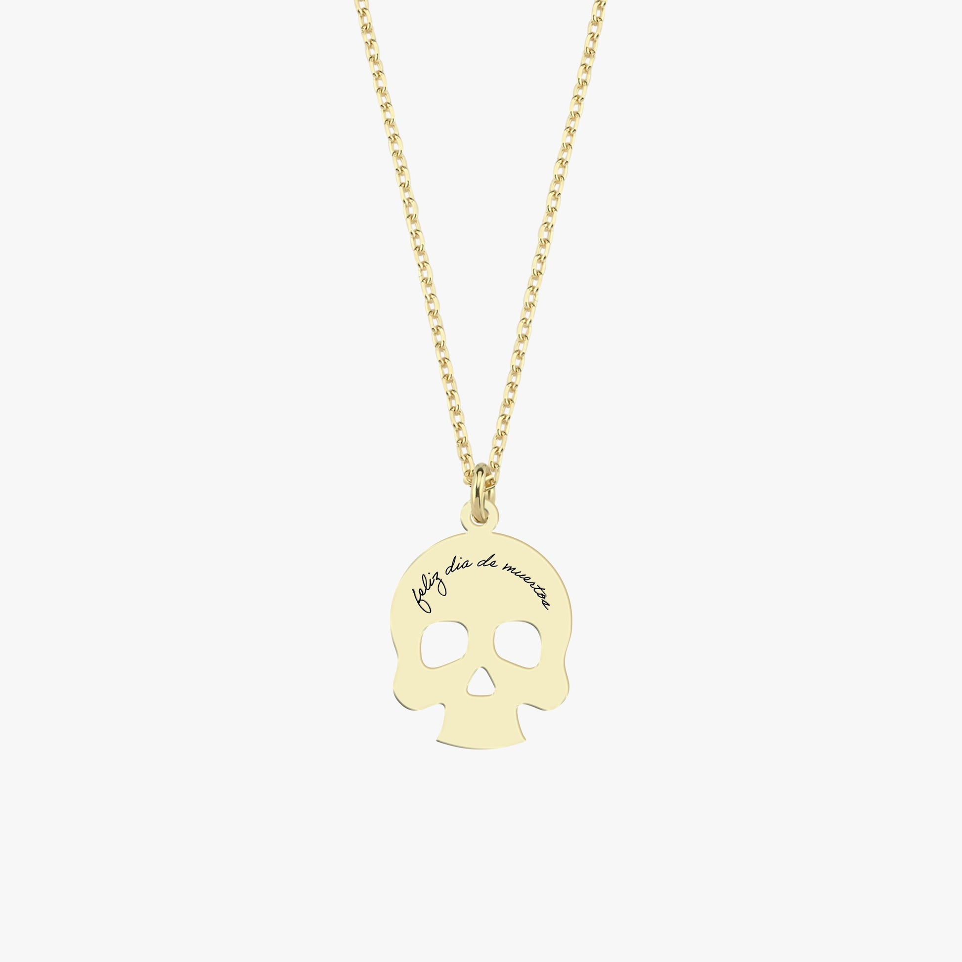 14K Solid Gold Dia De Los Muertos Necklace, Day of the Dead Necklace, Halloween Necklace, Skull Necklace, Halloween Gift