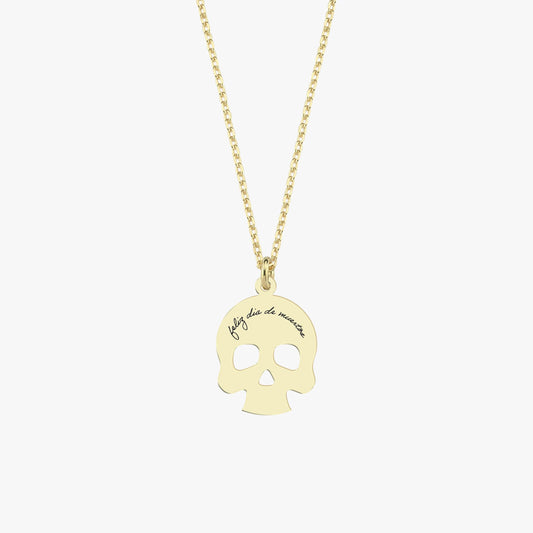 14K Solid Gold Dia De Los Muertos Necklace, Day of the Dead Necklace, Halloween Necklace, Skull Necklace, Halloween Gift