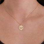 14K Solid Gold Dia De Los Muertos Necklace, Day of the Dead Necklace, Halloween Necklace, Skull Necklace, Halloween Gift