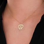 14K Solid Gold Halloween Skull Necklace, Dia De Los Muertos Necklace, Gothic Jewelry, Halloween Necklace Gift