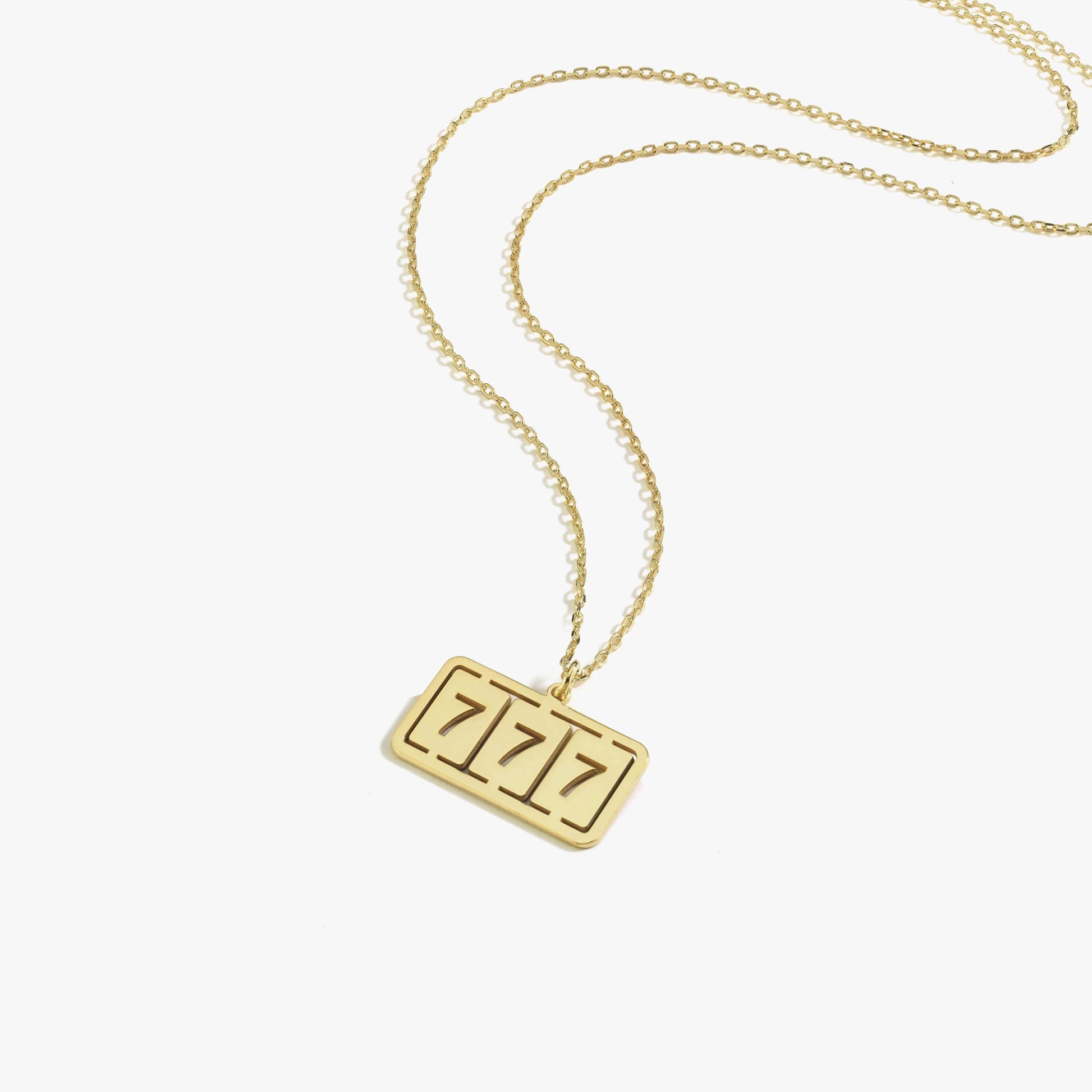14K Solid Gold Angel Numbers Bar Necklace, 777 Necklace, Lucky Number Necklace, Angel Number, Christmas Gift Women