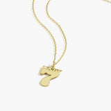 Studio shot of the Lucky Seven gold necklace with a bold number 7 pendant and polished finish.