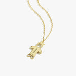 Studio shot of the custom gold boy pendant necklace featuring a sleek name engraving.