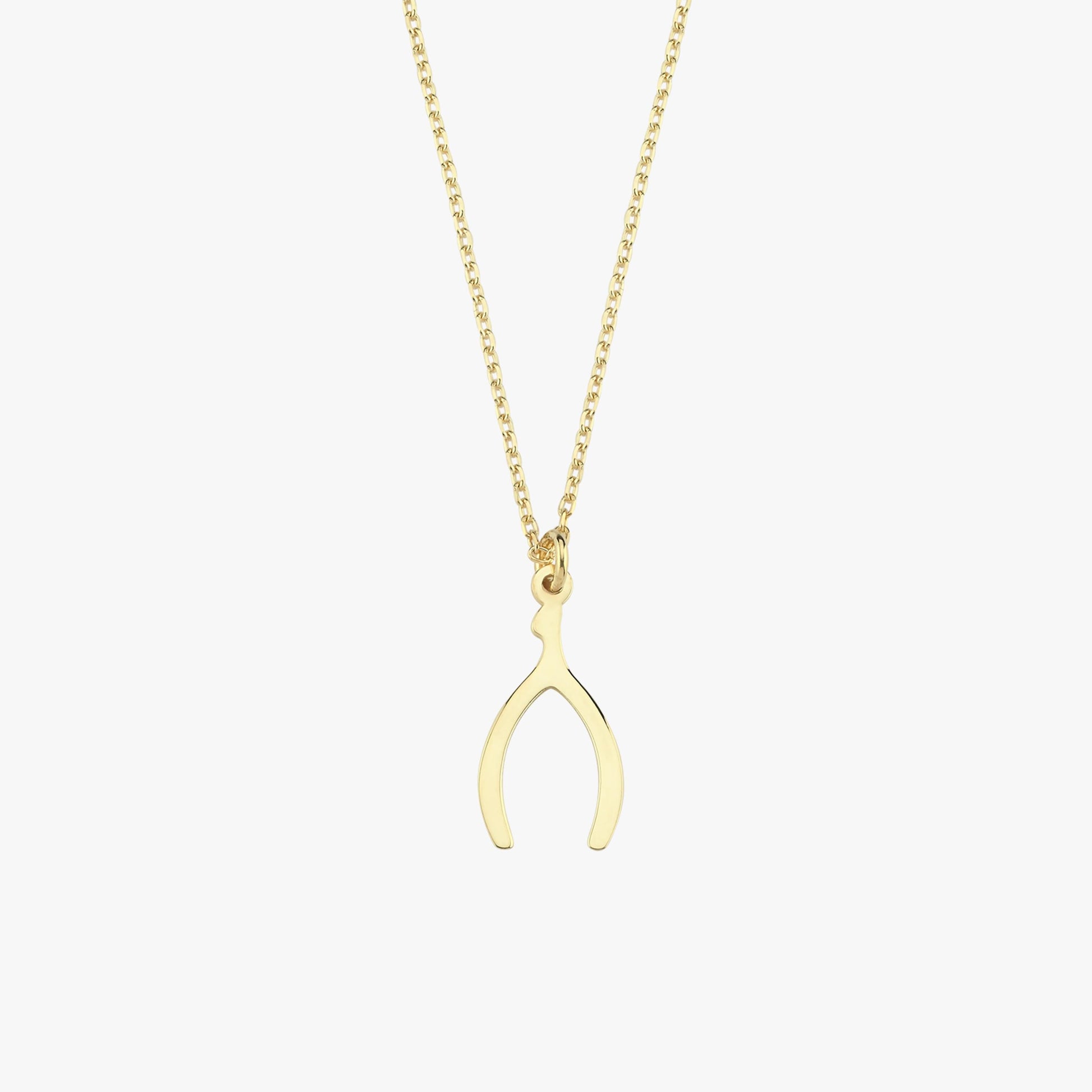 14K Solid Gold Wishbone Necklace, Good Luck Necklace, Tiny Wishbone Pendant, Lucky Jewelry, Best Friend Christmas Gift