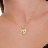 14K Solid Gold Dia De Los Muertos Necklace, Day of the Dead Necklace, Halloween Necklace, Skull Necklace, Halloween Gift