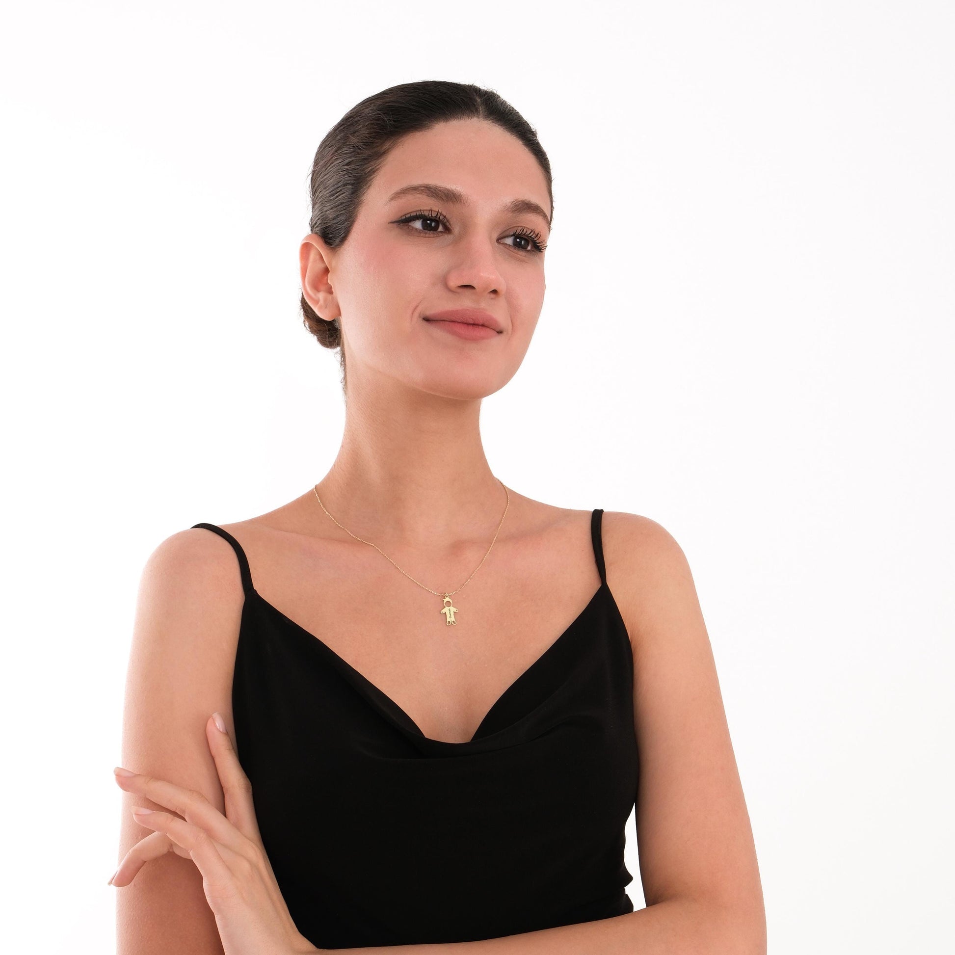 The gold boy charm necklace pairs sentiment with elegance in 14K solid gold.