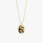 14K Solid Gold Engraving Photo Necklace, Custom Family Portrait Necklace, Memorial Jewelry, Personalized Christmas Gifts