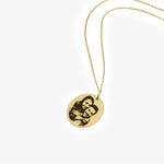 14K Solid Gold Engraving Photo Necklace, Custom Family Portrait Necklace, Memorial Jewelry, Personalized Christmas Gifts