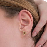 14K Gold Plated Tiny Flower Stud Earrings, Botanical Earrings, Birthday Gift For Her
