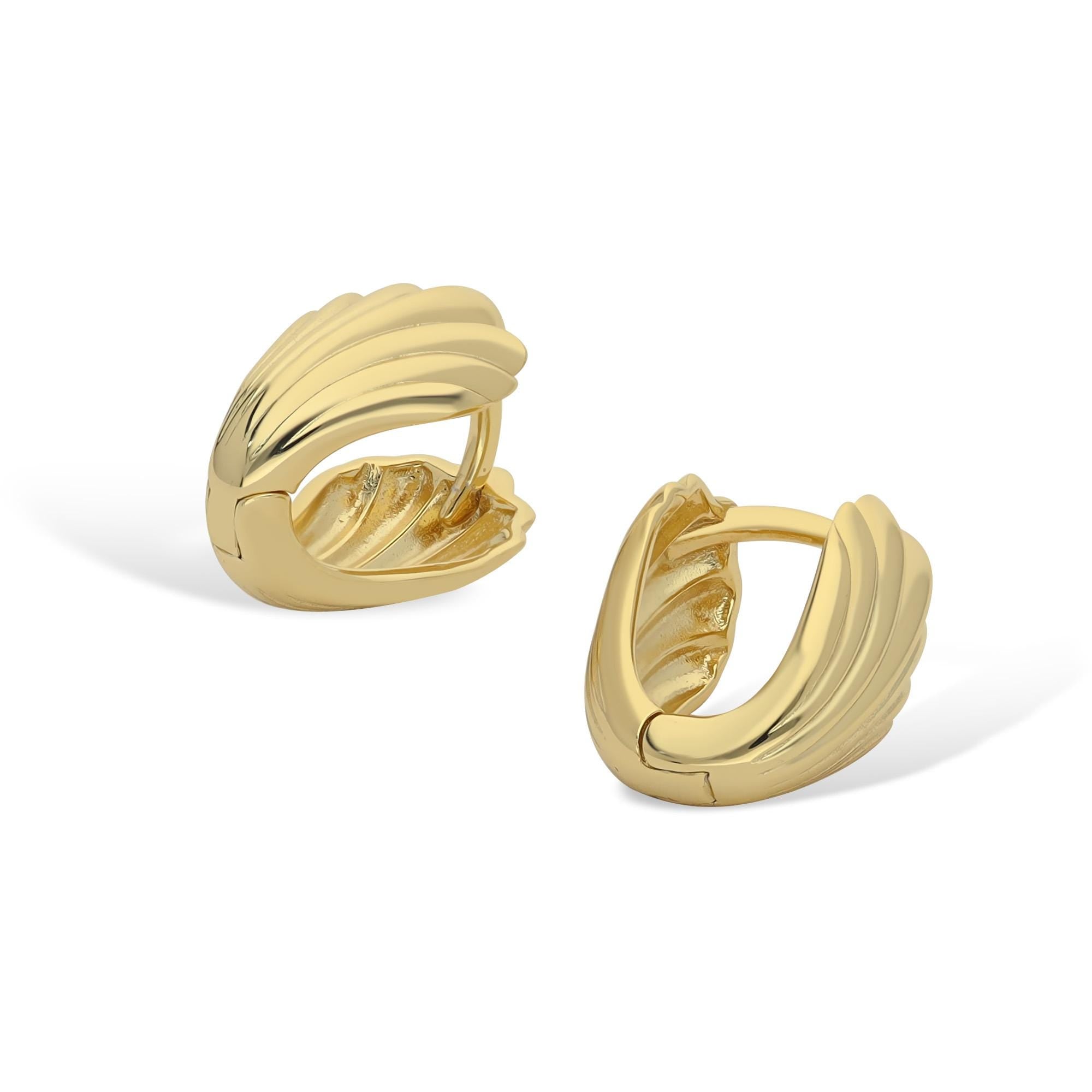 14K Gold Plated Seashell Earrings, Huggie Earrings, Ocean Jewelry, Summer Earrings, Gift for Her