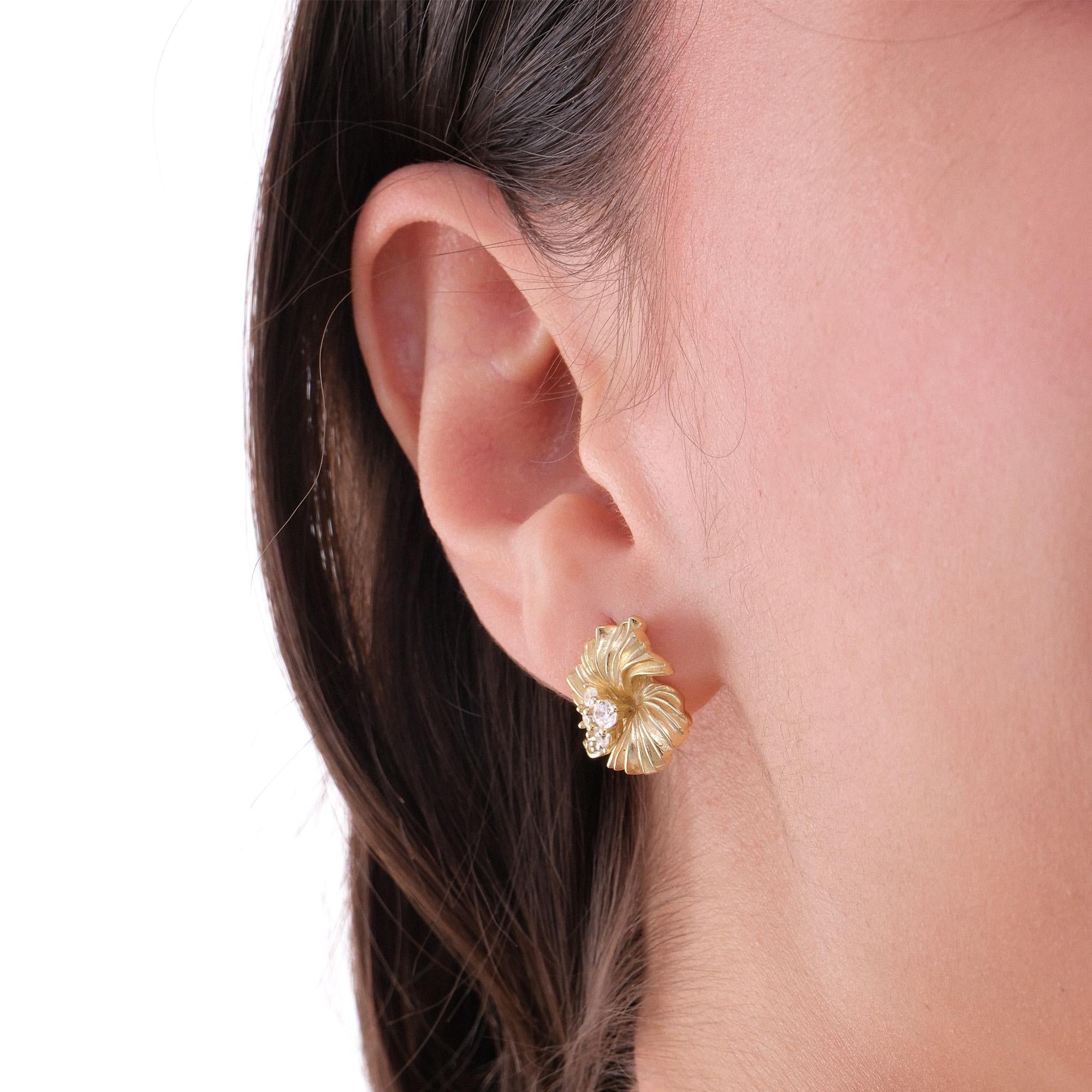 14K Gold Plated Flower Stud Earrings, Mother's Day Gift