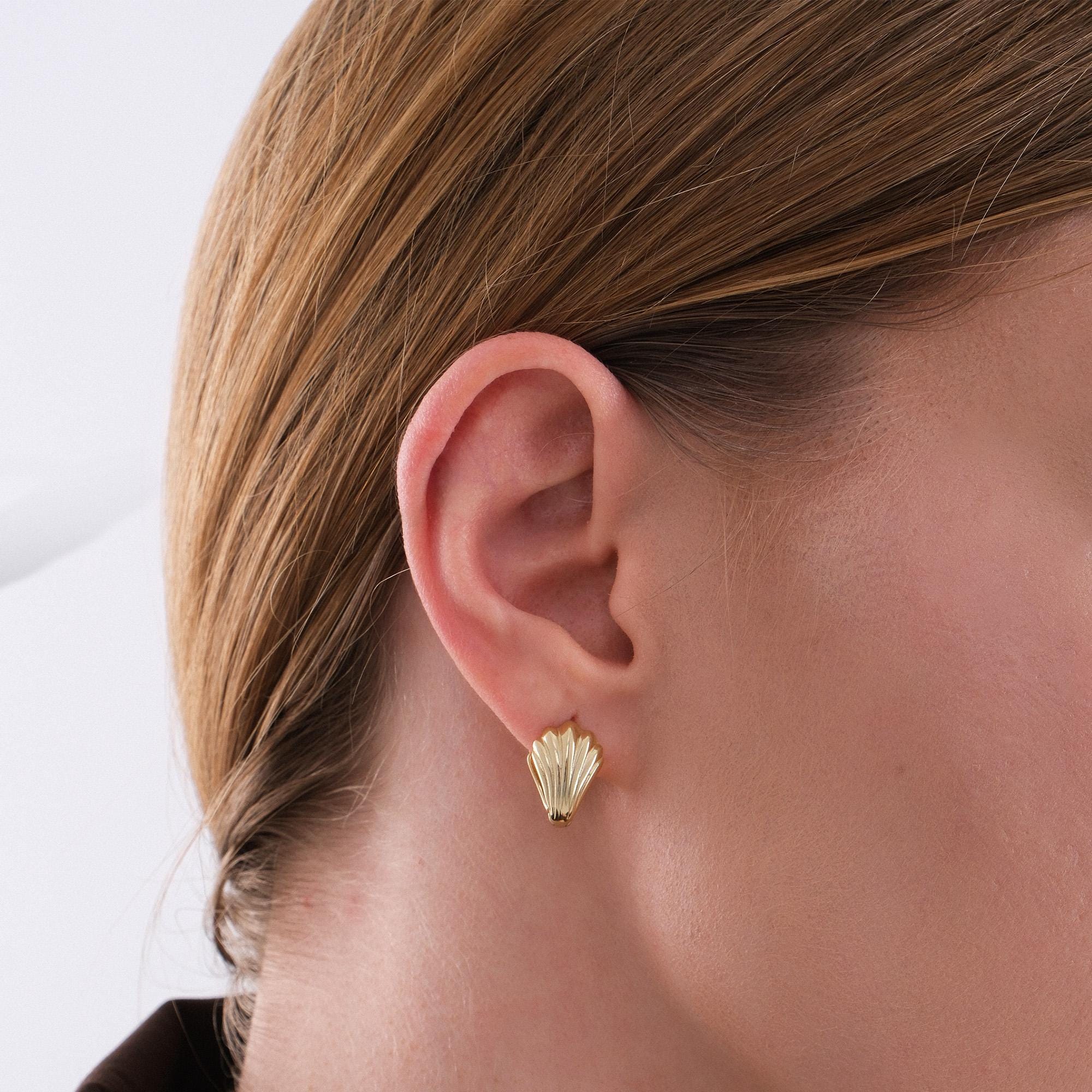 14K Gold Plated Seashell Earrings, Huggie Earrings, Ocean Jewelry, Summer Earrings, Gift for Her