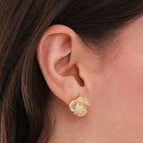 14K Gold Plated Flower Stud Earrings, Mother's Day Gift