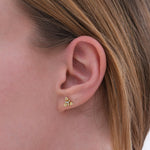 14K Gold Plated Tiny Flower Stud Earrings, Botanical Earrings, Birthday Gift For Her