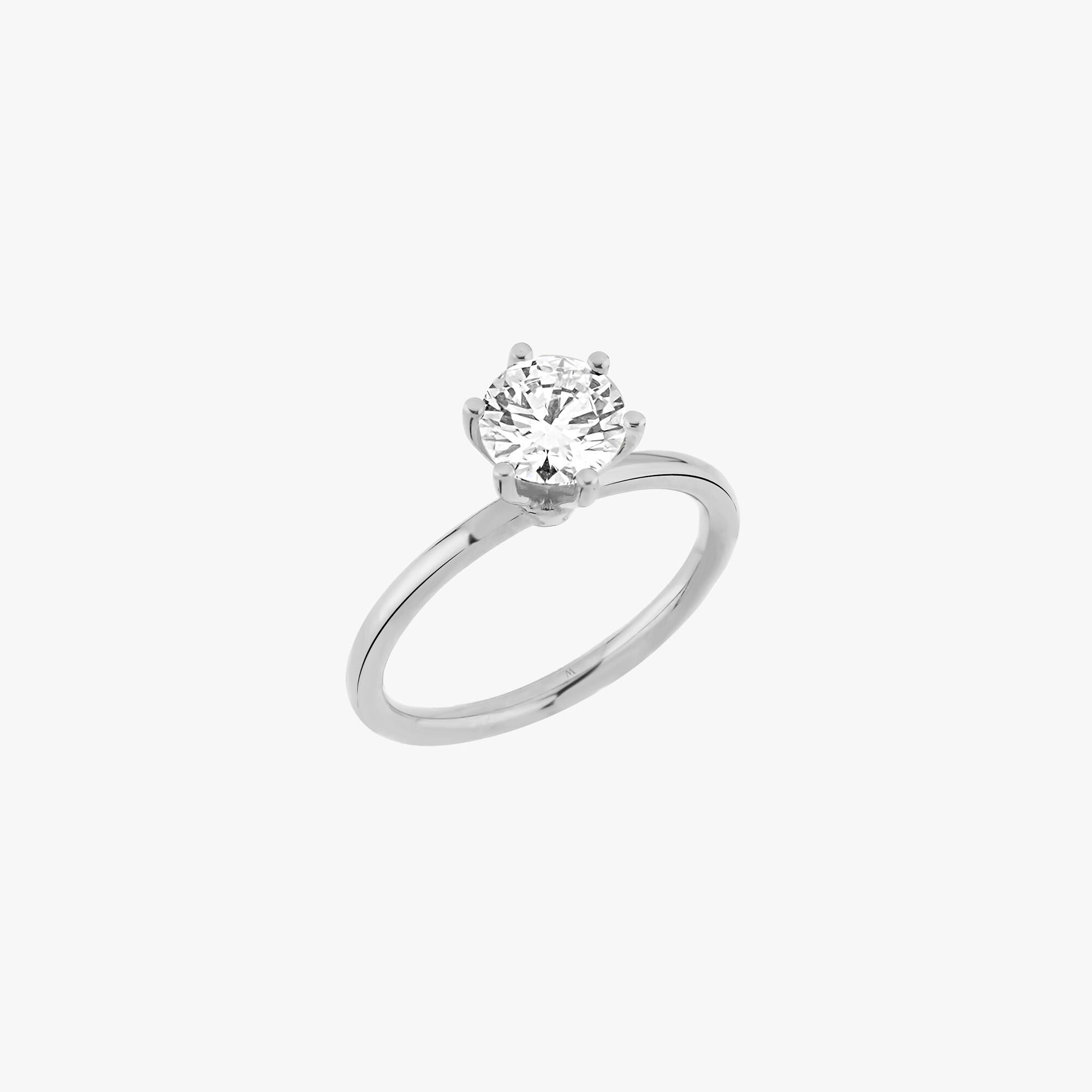Round Solitaire Engagement Ring, 0.94 CT Lab Grown Diamond Ring, Classic Prong Setting Ring for Women