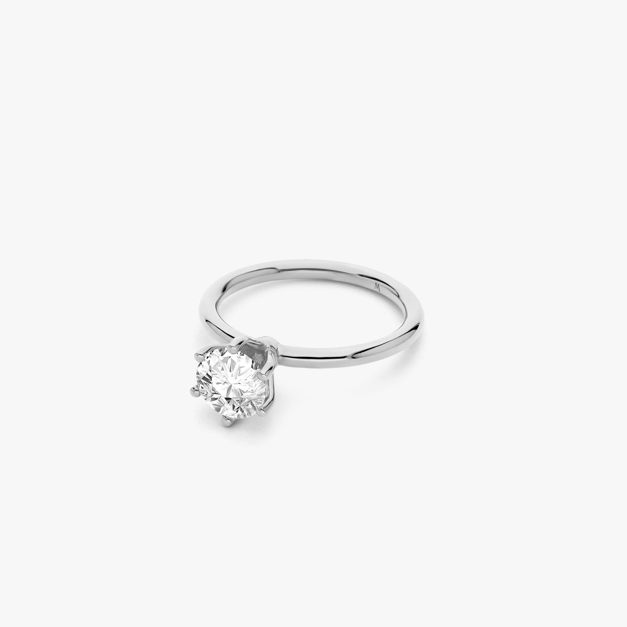 Round Solitaire Engagement Ring, 0.94 CT Lab Grown Diamond Ring, Classic Prong Setting Ring for Women