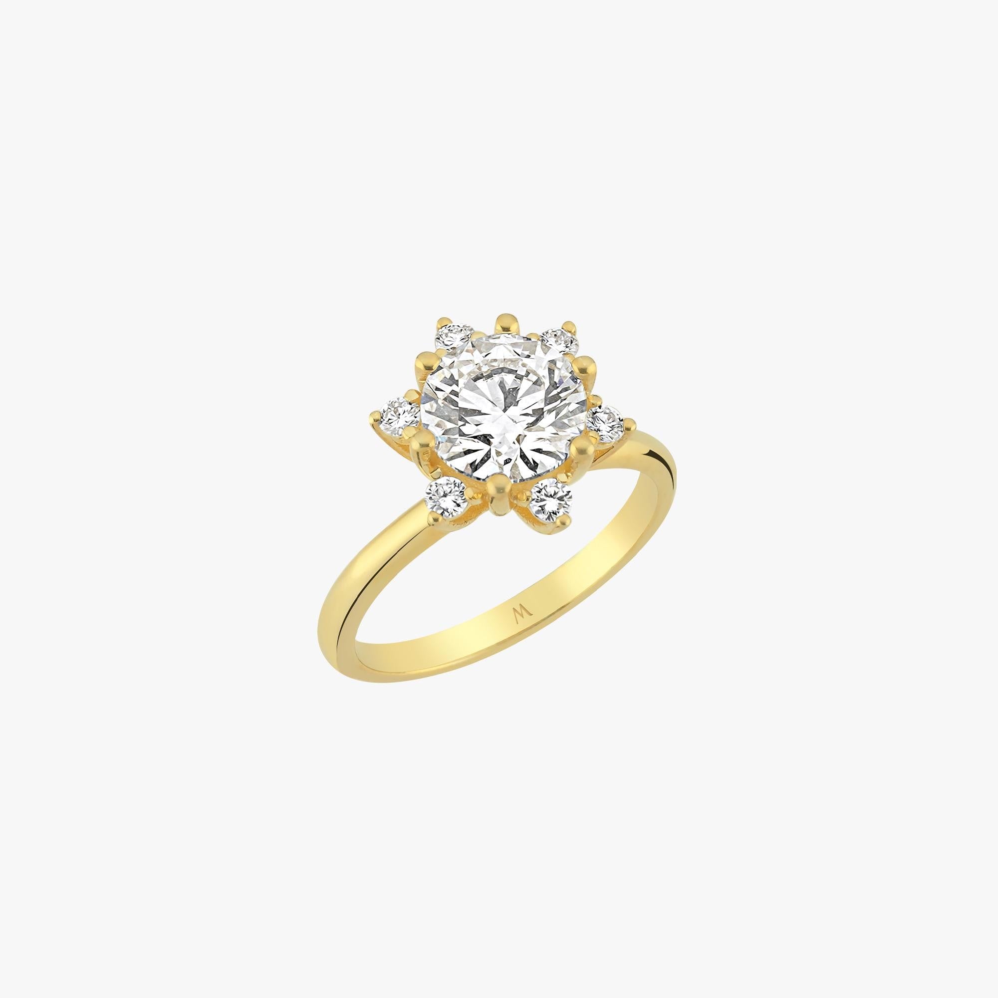 2.27 CT Lab Grown Diamond Floral Cluster Ring, Round Cut Engagement Ring, 925 Silver 8K 14K Gold Ring, Gift for Her