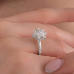 2.27 CT Lab Grown Diamond Floral Cluster Ring, Round Cut Engagement Ring, 925 Silver 8K 14K Gold Ring, Gift for Her