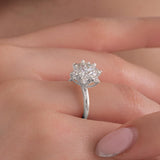 2.27 CT Lab Grown Diamond Floral Cluster Ring, Round Cut Engagement Ring, 925 Silver 8K 14K Gold Ring, Gift for Her