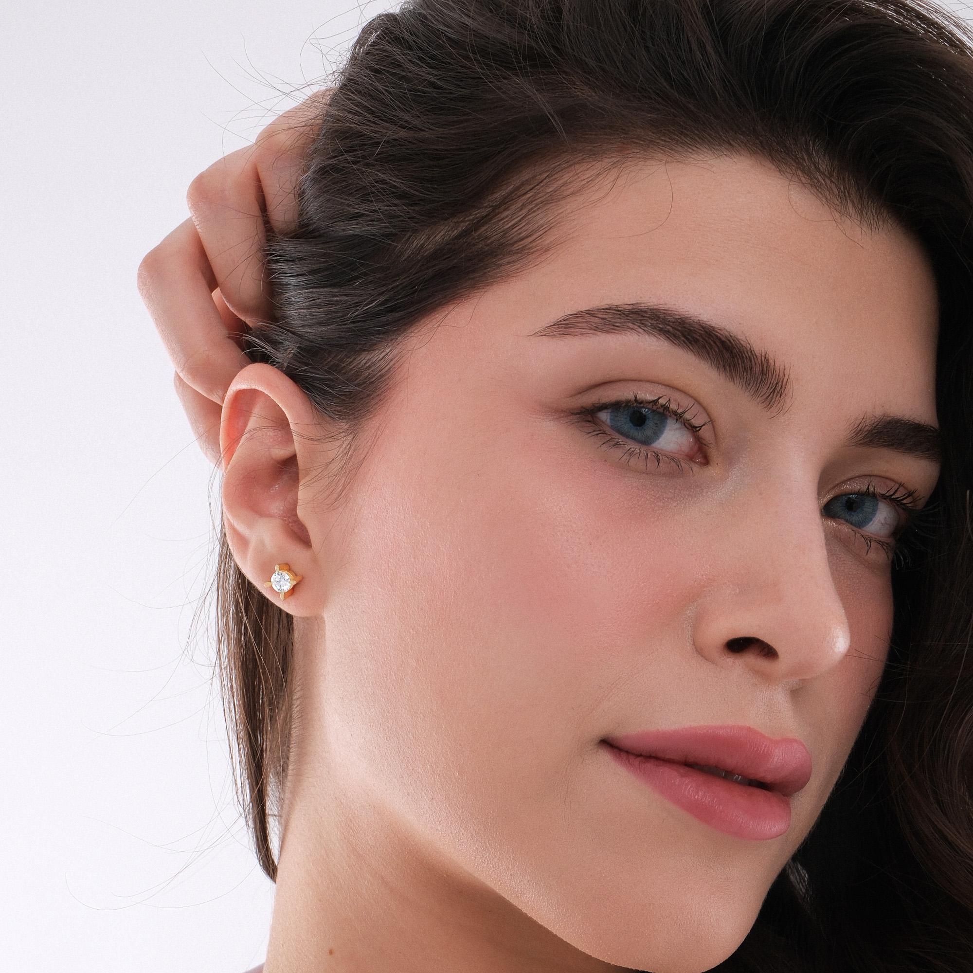 Lab Grown Diamond Studs, Round Cut 1.10 CT Earrings, Gift for Her