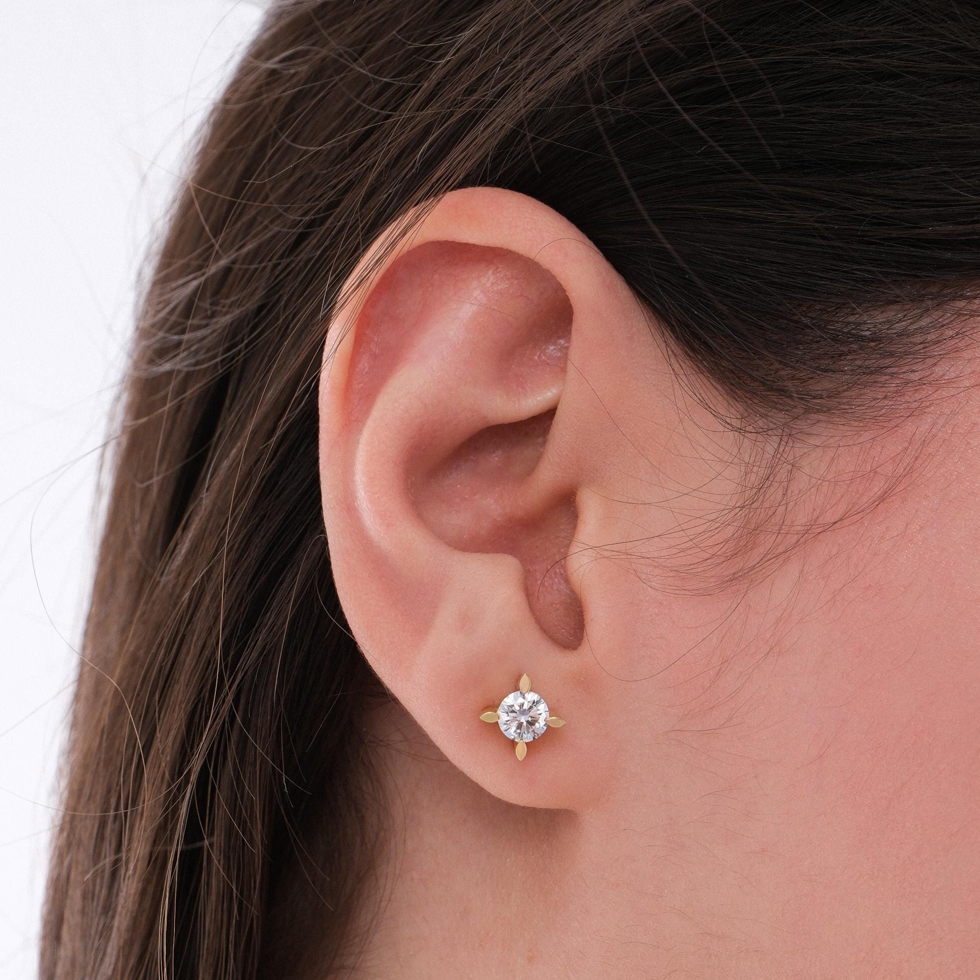 Lab Grown Diamond Studs, Round Cut 1.10 CT Earrings, Gift for Her