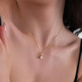 Lab Grown Diamond Solitaire Necklace, 0.68 CT Round Cut Diamond Pendant, 925 Silver 8K 14K Gold Gift