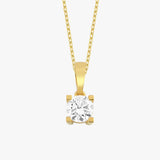 Lab Grown Diamond Solitaire Necklace, 0.68 CT Round Cut Diamond Pendant, 925 Silver 8K 14K Gold Gift