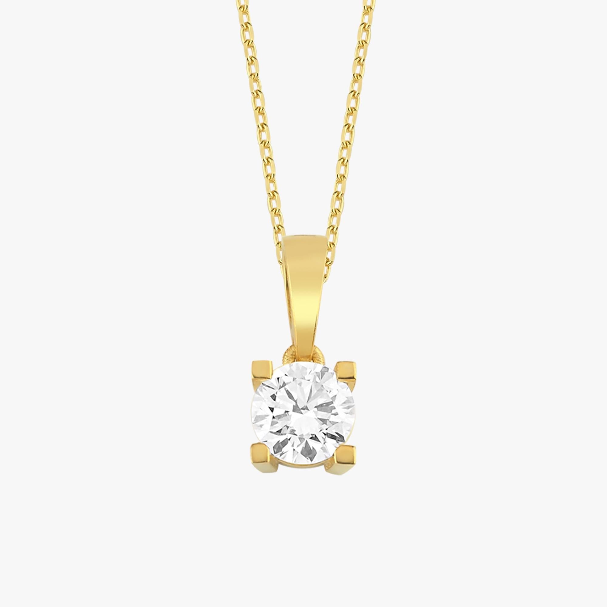 Lab Grown Diamond Solitaire Necklace, 0.68 CT Round Cut Diamond Pendant, 925 Silver 8K 14K Gold Gift