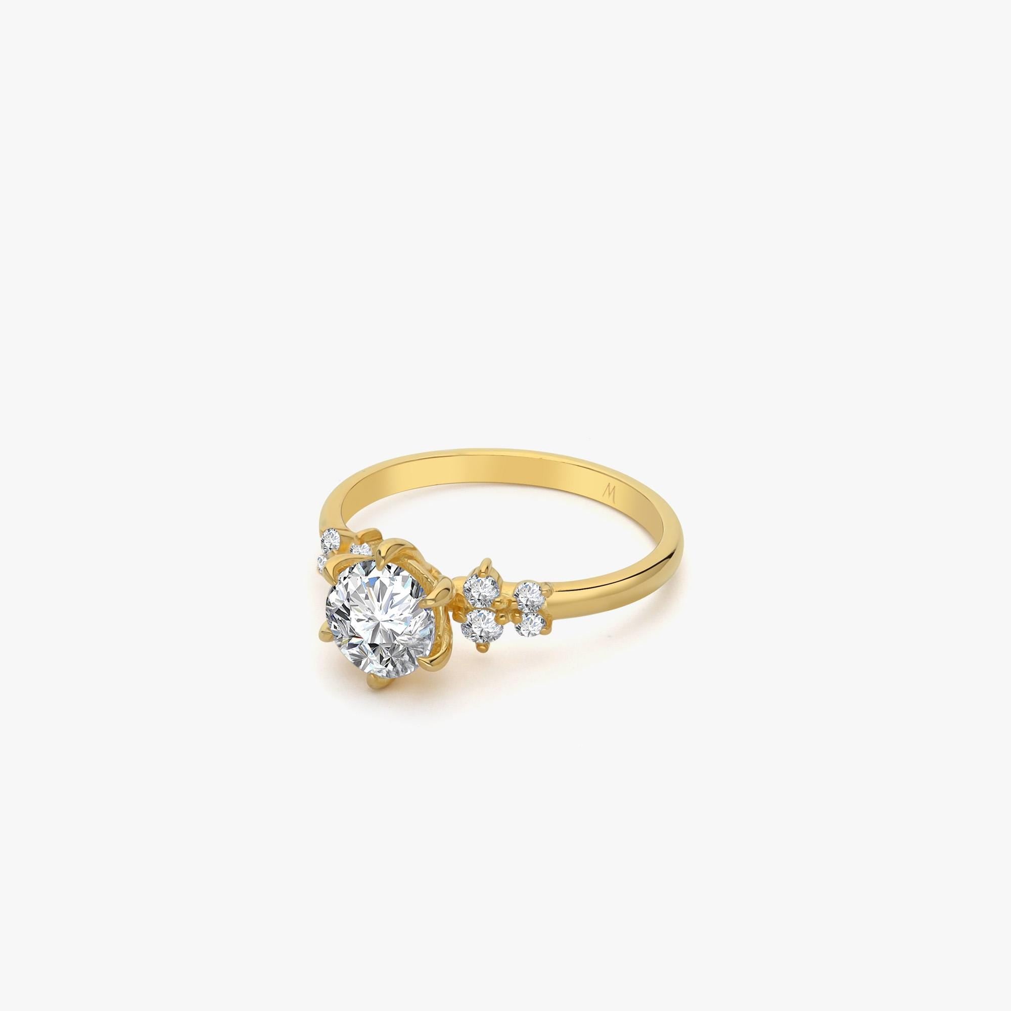 1.22 CT Round Cut Diamond Ring, 14K Solid Gold Engagement Ring, Promise Ring for Her