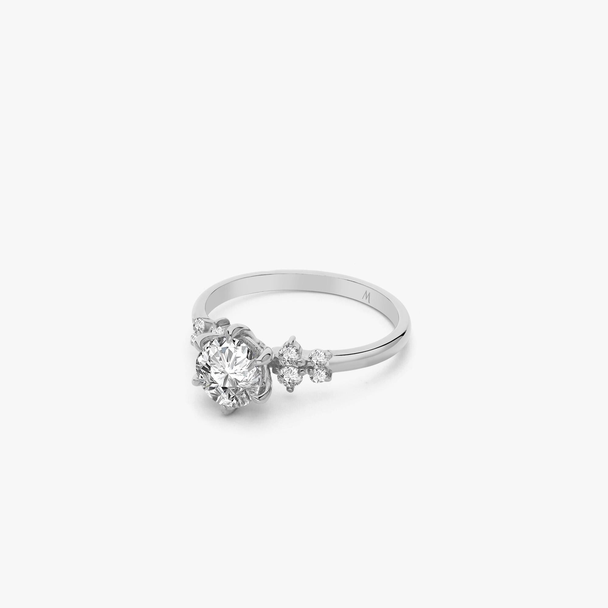 1.22 CT Round Cut Diamond Ring, 14K Solid Gold Engagement Ring, Promise Ring for Her