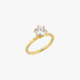 Round Solitaire Engagement Ring, 0.94 CT Lab Grown Diamond Ring, Classic Prong Setting Ring for Women