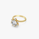 2.27 CT Lab Grown Diamond Floral Cluster Ring, Round Cut Engagement Ring, 925 Silver 8K 14K Gold Ring, Gift for Her