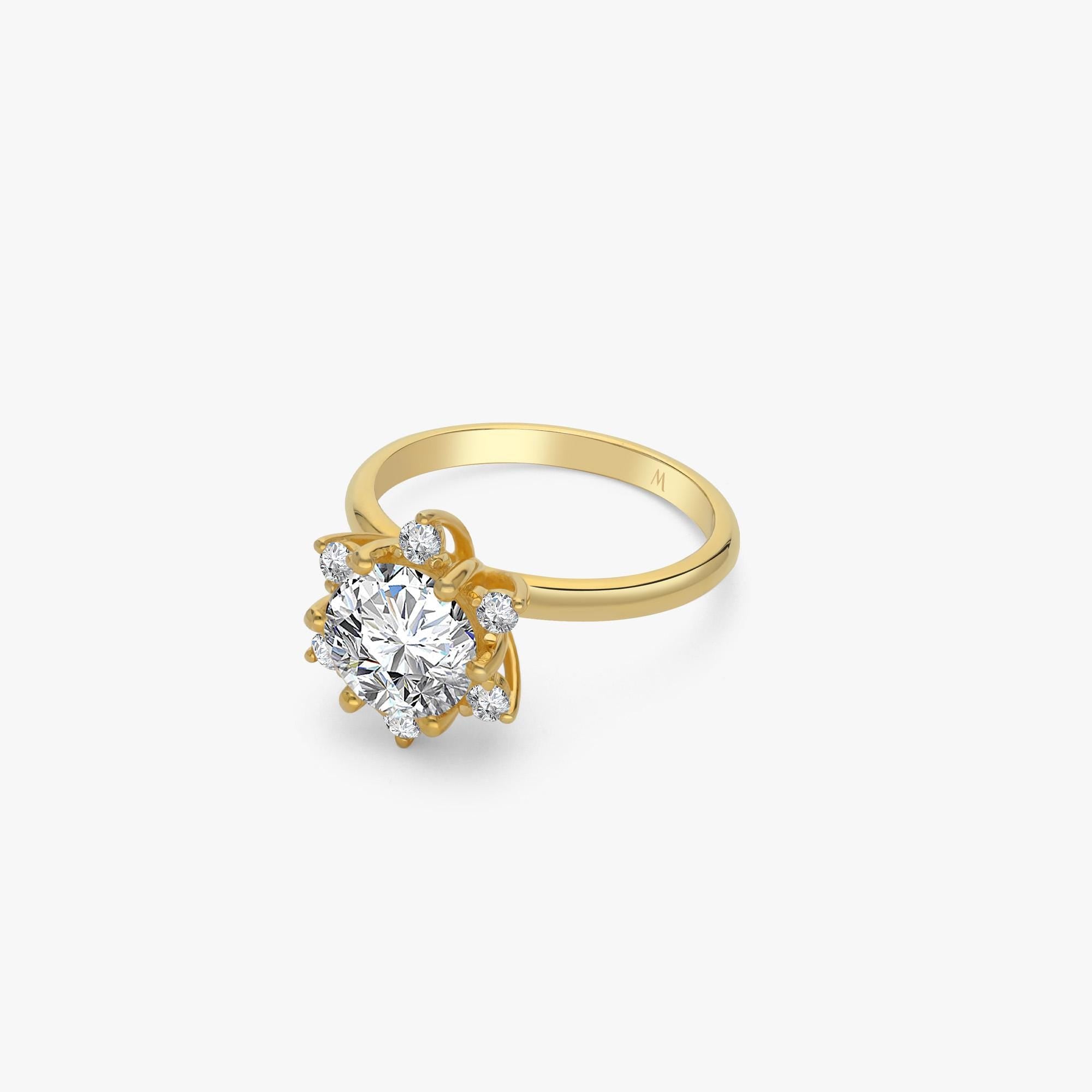 2.27 CT Lab Grown Diamond Floral Cluster Ring, Round Cut Engagement Ring, 925 Silver 8K 14K Gold Ring, Gift for Her
