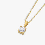Lab Grown Diamond Solitaire Necklace, 0.68 CT Round Cut Diamond Pendant, 925 Silver 8K 14K Gold Gift