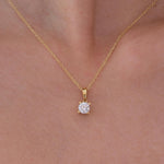 Lab Grown Diamond Solitaire Necklace, 0.68 CT Round Cut Diamond Pendant, 925 Silver 8K 14K Gold Gift