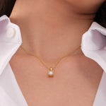 Lab Grown Diamond Solitaire Necklace, Round Cut Diamond Pendant, 925 Silver 8K 14K Gold Necklace, 0.55 CT