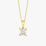 Lab Grown Diamond Solitaire Necklace, Round Cut Diamond Pendant, 925 Silver 8K 14K Gold Necklace, 0.55 CT