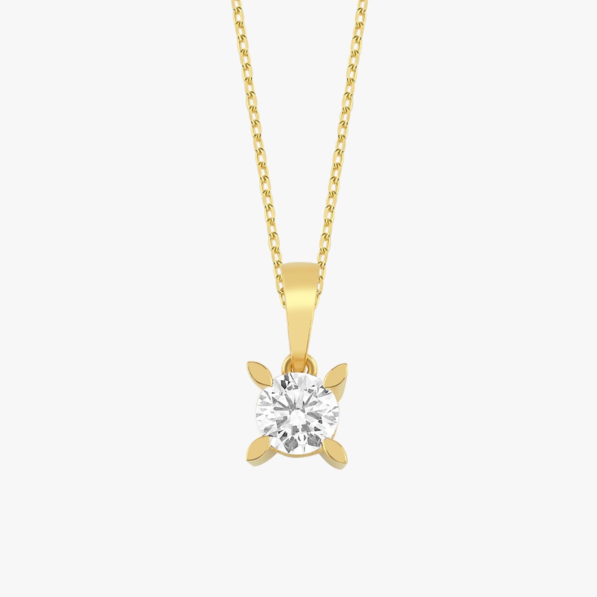 Lab Grown Diamond Solitaire Necklace, Round Cut Diamond Pendant, 925 Silver 8K 14K Gold Necklace, 0.55 CT