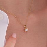Lab Grown Diamond Solitaire Necklace, Round Cut Diamond Pendant, 925 Silver 8K 14K Gold Necklace, 0.55 CT