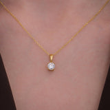 Lab Grown Diamond Wedding Necklace, Solitaire Diamond Pendant, 925 Silver 8K 14K Gold, 0.65 CT