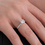 Round Solitaire Engagement Ring, 0.94 CT Lab Grown Diamond Ring, Classic Prong Setting Ring for Women
