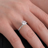 Round Solitaire Engagement Ring, 0.94 CT Lab Grown Diamond Ring, Classic Prong Setting Ring for Women