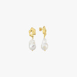 14K Gold Plated Baroque Pearl Earrings, Wedding Drop Earrings