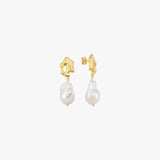 14K Gold Plated Baroque Pearl Earrings, Wedding Drop Earrings