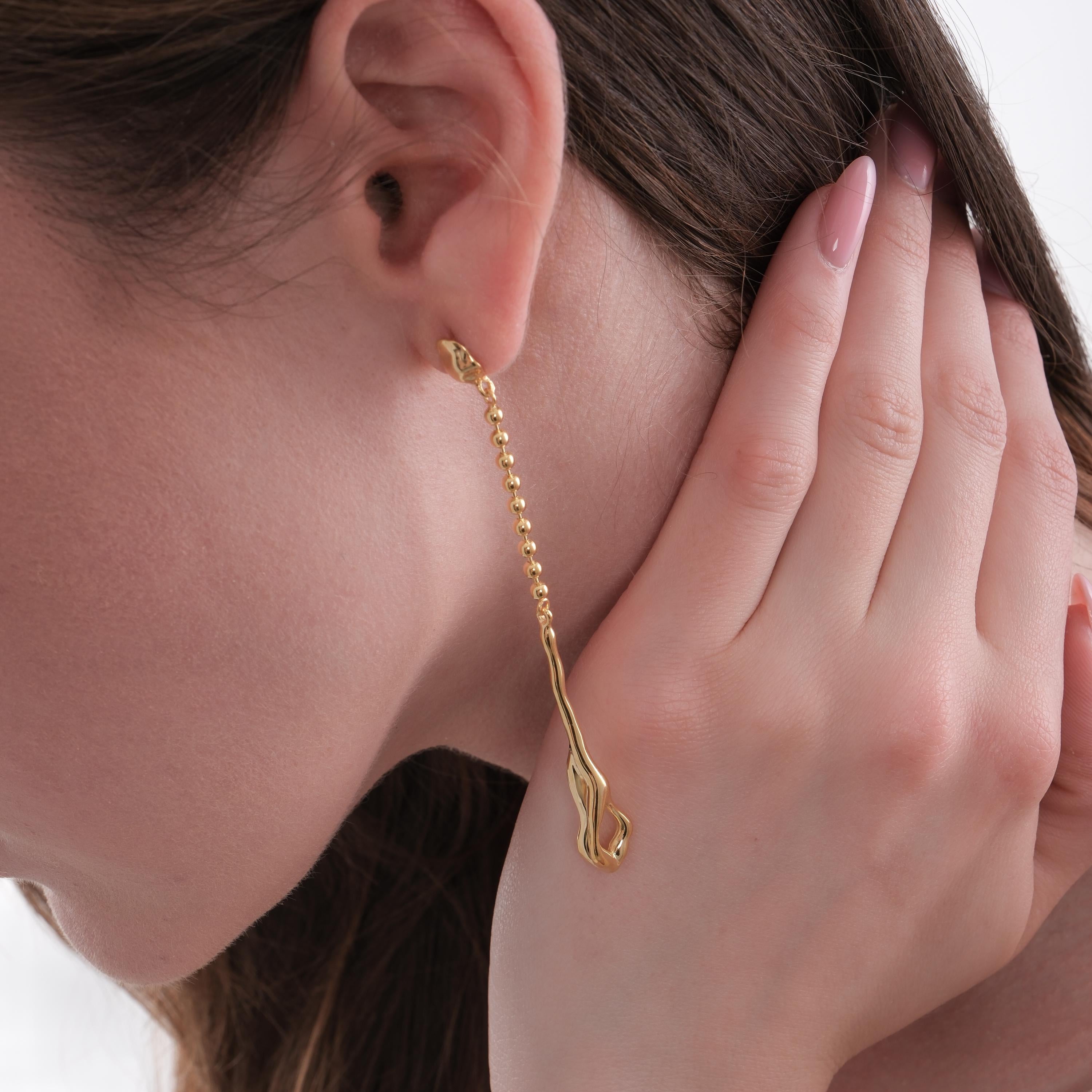 14K Gold Plated Mismatched Drop Earrings, Freshwater Baroque Pearls, Wedding Bridal Jewelry