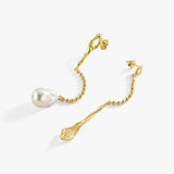 14K Gold Plated Mismatched Drop Earrings, Freshwater Baroque Pearls, Wedding Bridal Jewelry
