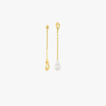 14K Gold Plated Mismatched Drop Earrings, Freshwater Baroque Pearls, Wedding Bridal Jewelry