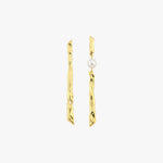 14K Gold Plated Sculptural Earrings with Baroque Pearl, Bridal Earrings Gift