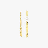 14K Gold Plated Sculptural Earrings with Baroque Pearl, Bridal Earrings Gift