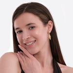 14K Gold Plated Freshwater Pearl Drop Earrings, Sculptural Leaf Earrings, Birthday Gift